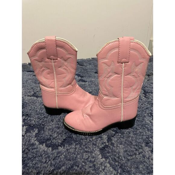 Durango Western Cowgirl Boots Size 10D Girls Pink Faux Leather - Picture 1 of 7